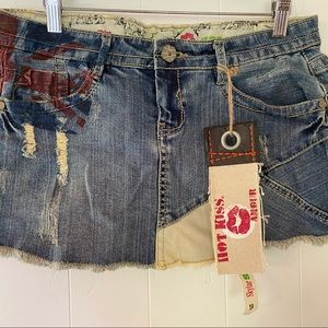 Hot Kiss / Skylar British Flag Hawaii - Denim Jean Mini Skirt NWT sz 9